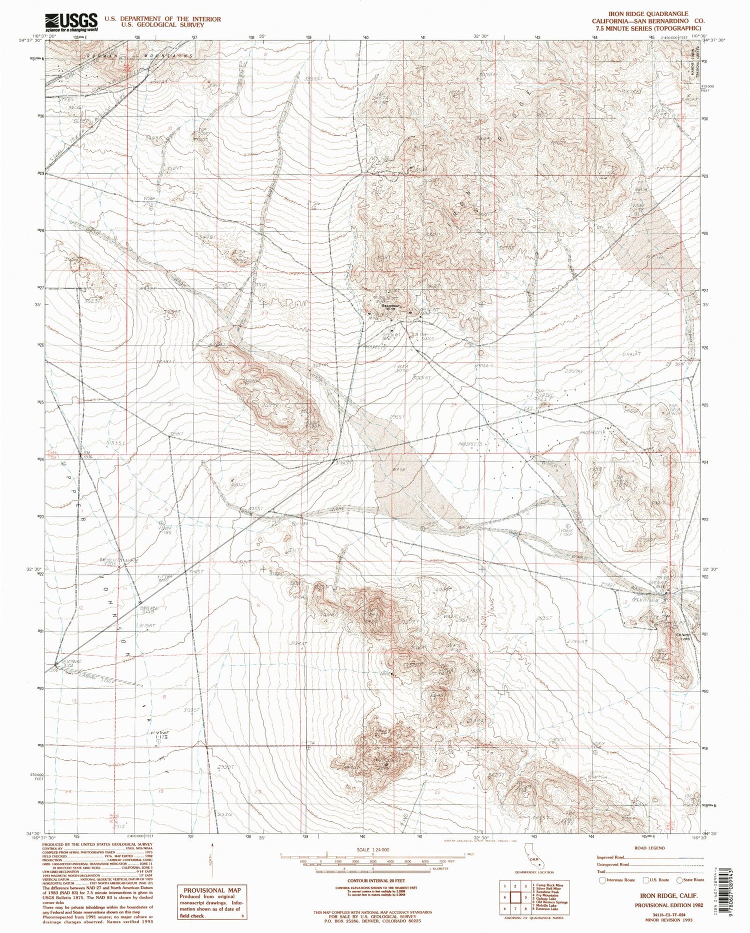 Classic USGS Iron Ridge California 7.5'x7.5' Topo Map Image