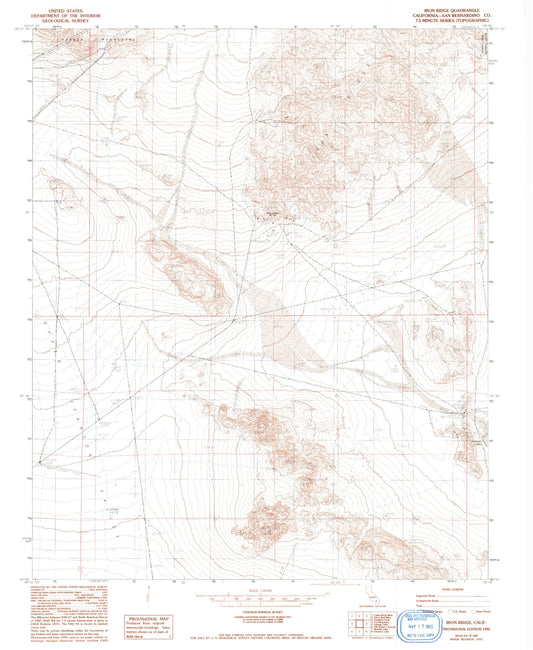 Classic USGS Iron Ridge California 7.5'x7.5' Topo Map Image