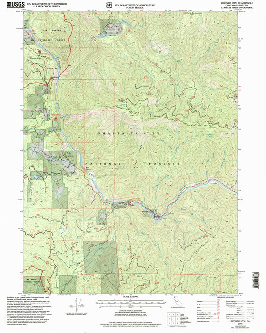Classic USGS Ironside Mountain California 7.5'x7.5' Topo Map Image