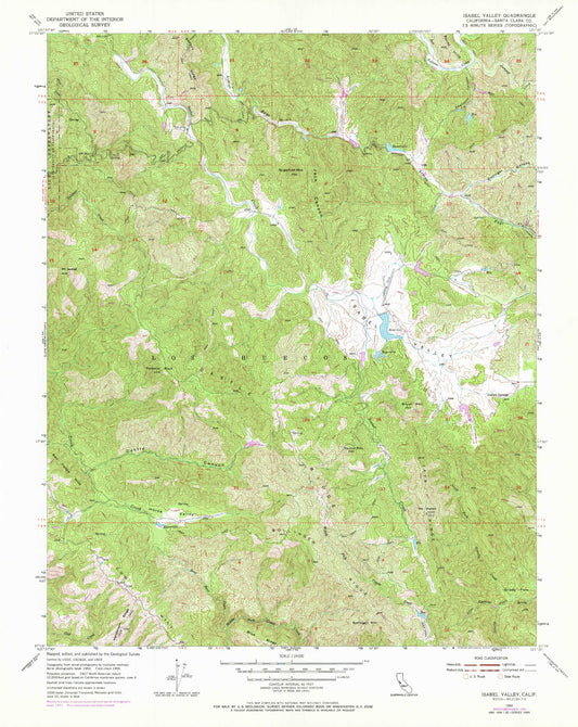 Classic USGS Isabel Valley California 7.5'x7.5' Topo Map Image