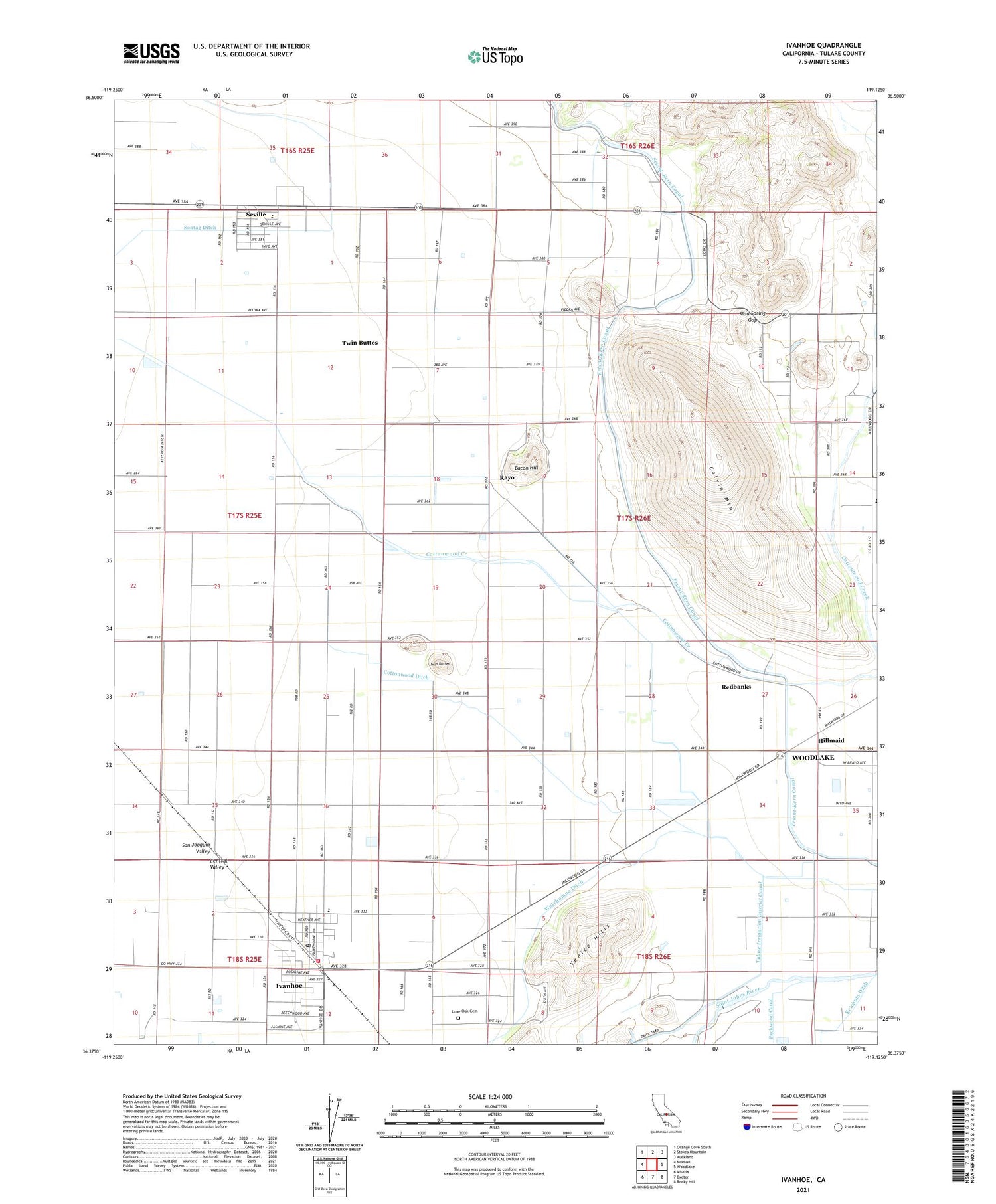 Ivanhoe California US Topo Map Image
