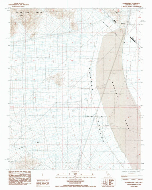 Classic USGS Ivanpah Lake California 7.5'x7.5' Topo Map Image