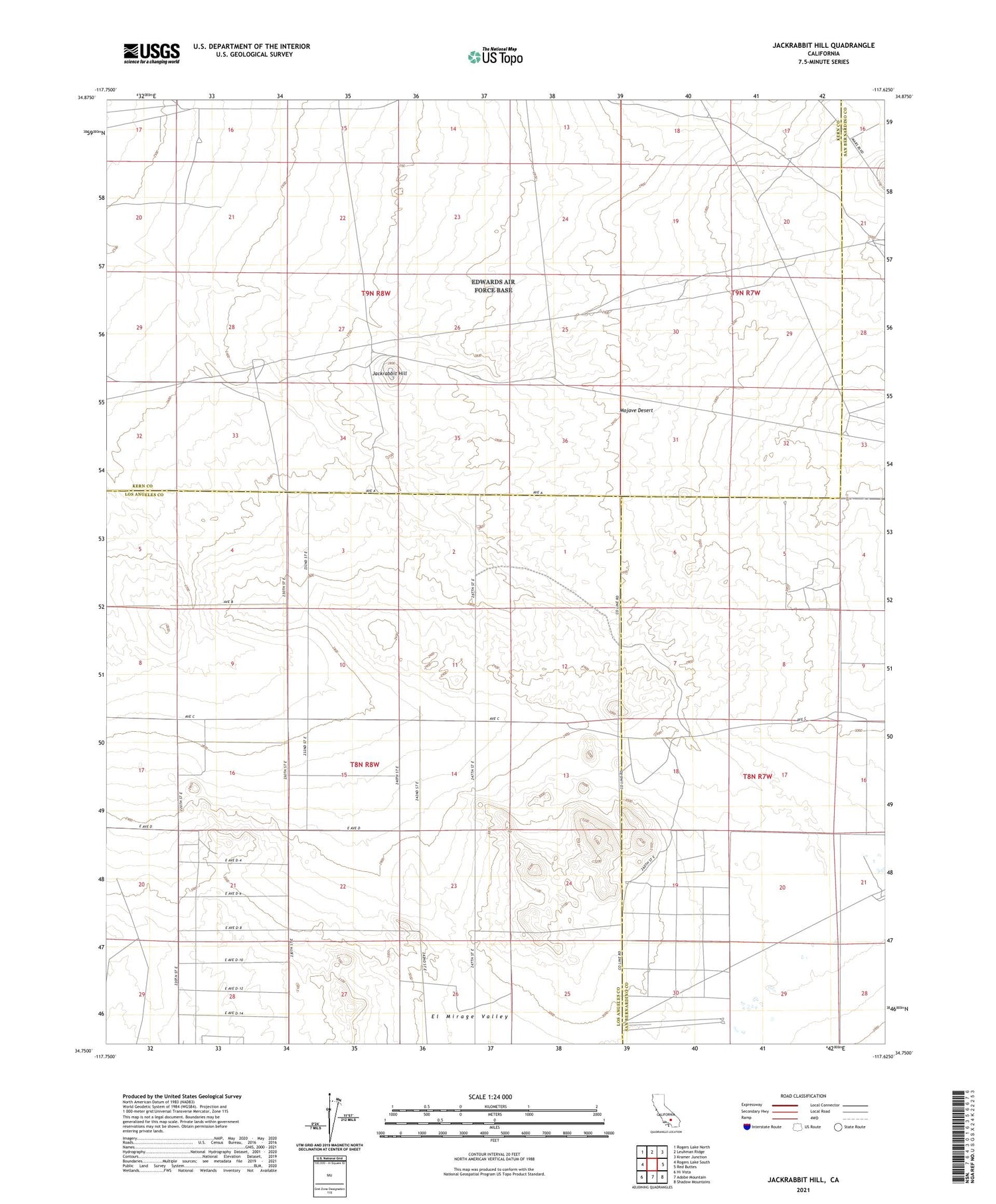Jackrabbit Hill California US Topo Map Image