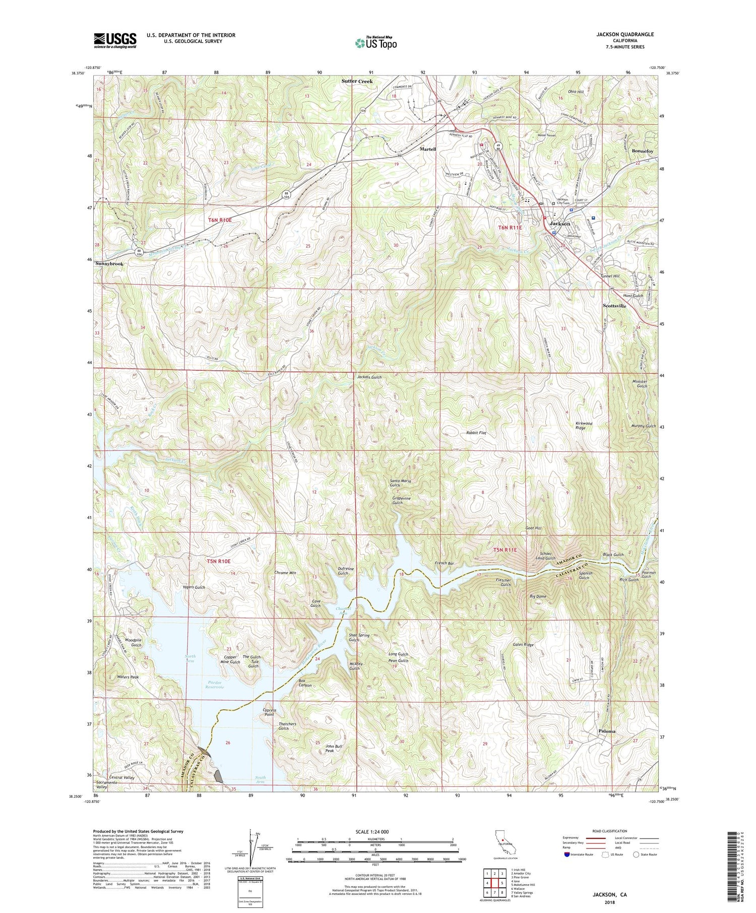 Jackson California US Topo Map Image