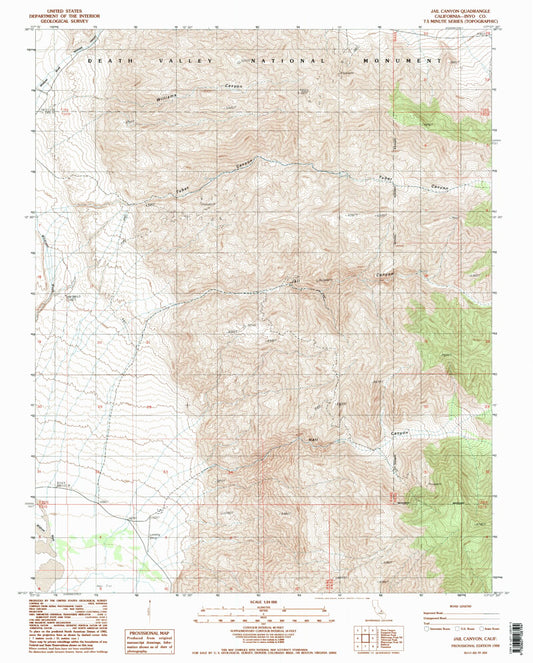 Classic USGS Jail Canyon California 7.5'x7.5' Topo Map Image
