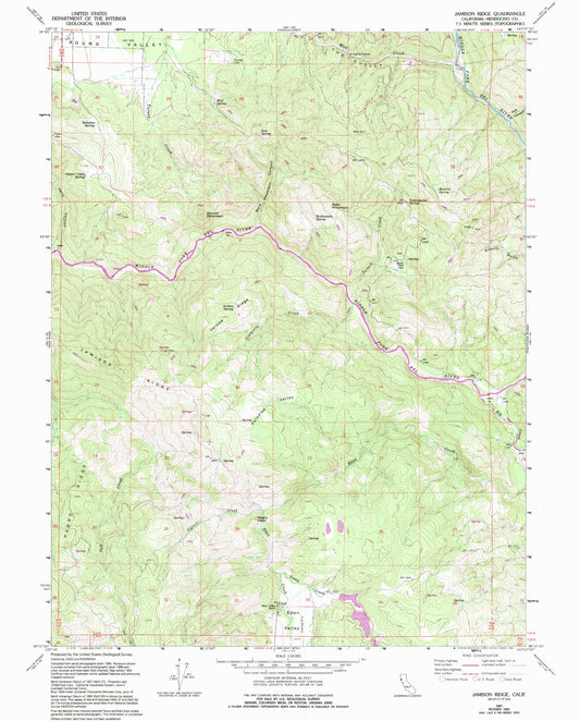 Classic USGS Jamison Ridge California 7.5'x7.5' Topo Map Image