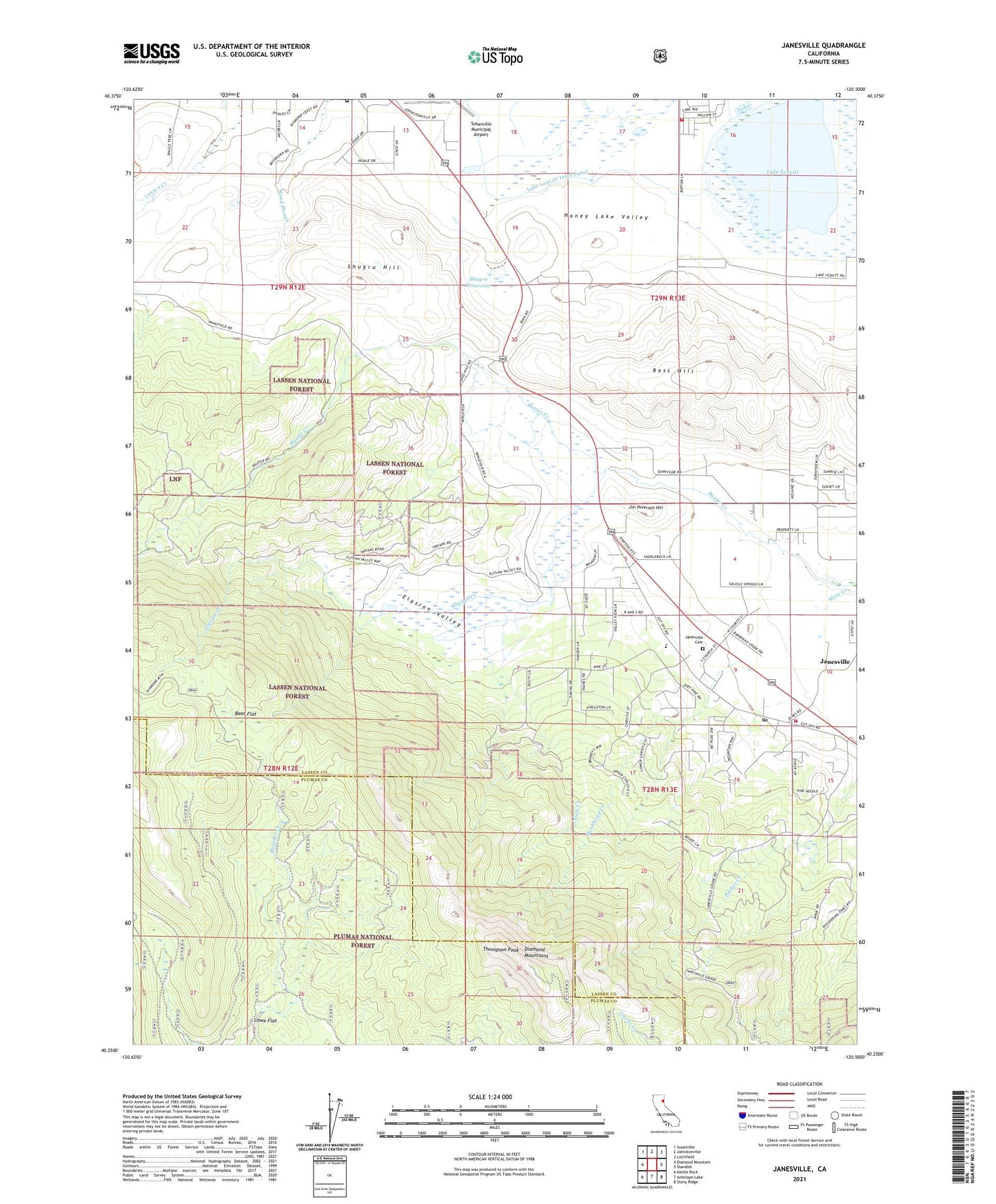 Janesville California US Topo Map Image
