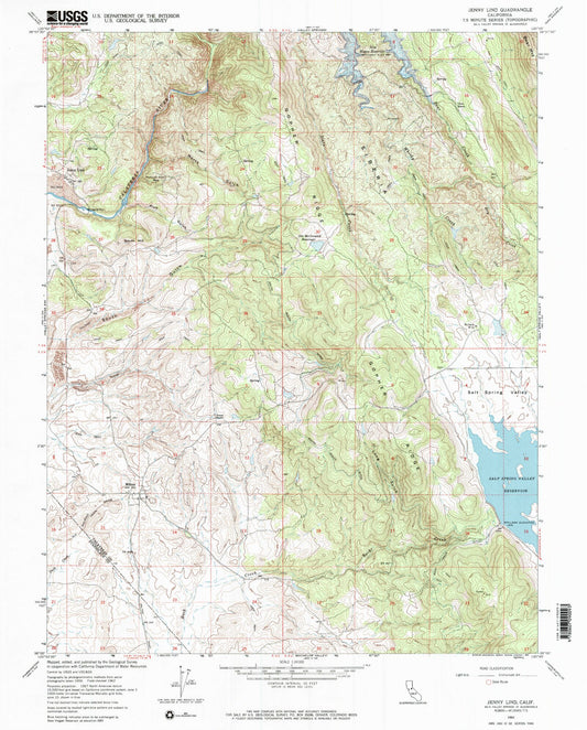 Classic USGS Jenny Lind California 7.5'x7.5' Topo Map Image