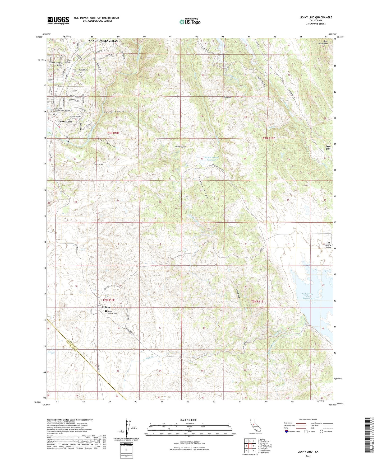 Jenny Lind California US Topo Map Image