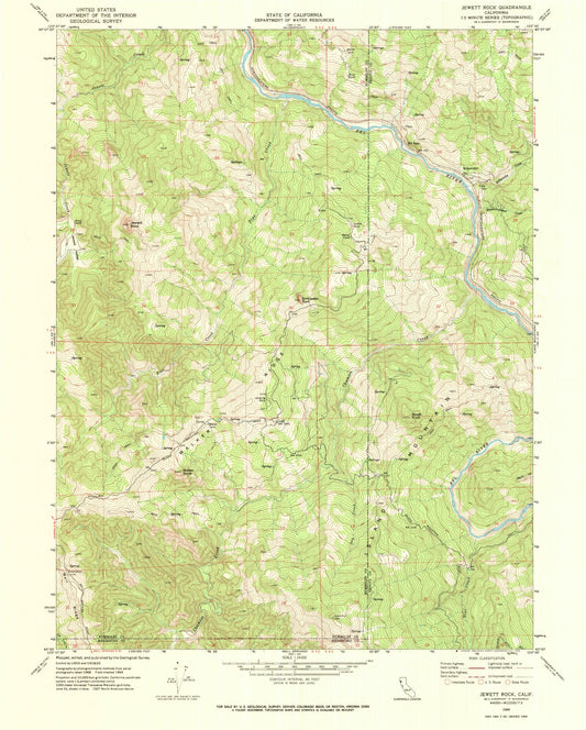 Classic USGS Jewett Rock California 7.5'x7.5' Topo Map Image
