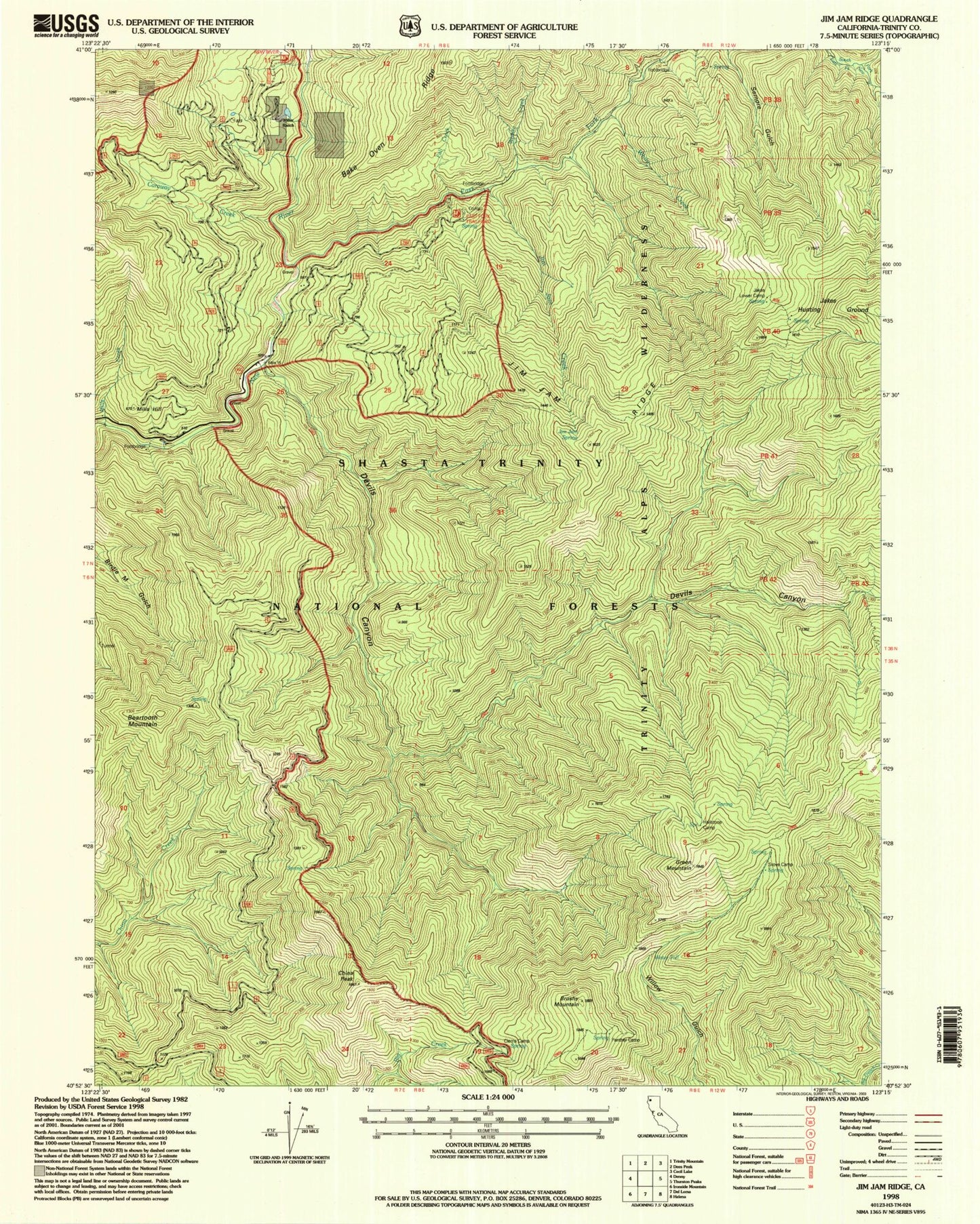 Classic USGS Jim Jam Ridge California 7.5'x7.5' Topo Map Image