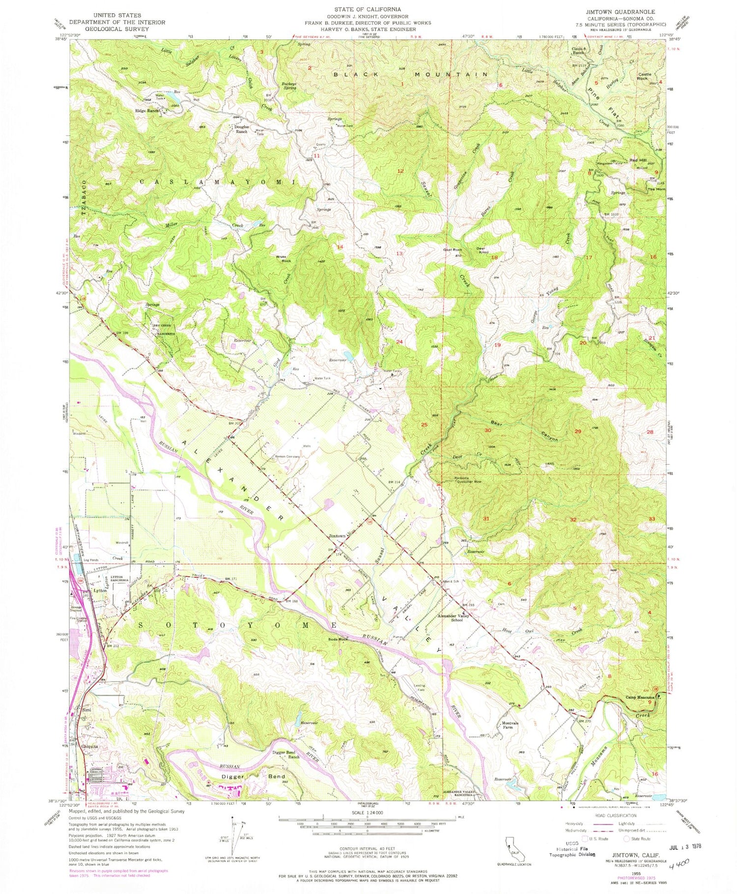 Classic USGS Jimtown California 7.5'x7.5' Topo Map Image