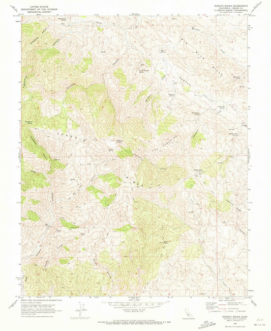 Classic USGS Joaquin Rocks California 7.5'x7.5' Topo Map Image