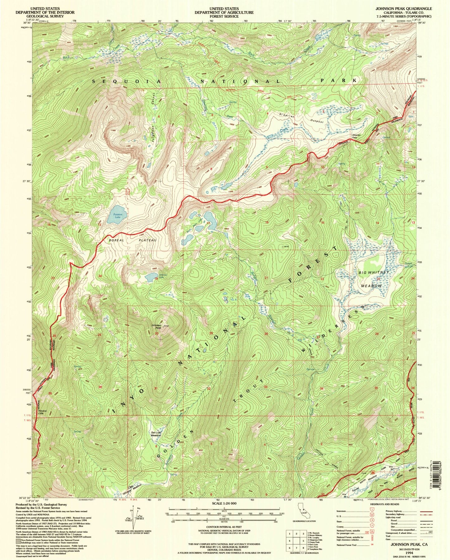 USGS Classic Johnson Peak California 7.5'x7.5' Topo Map Image
