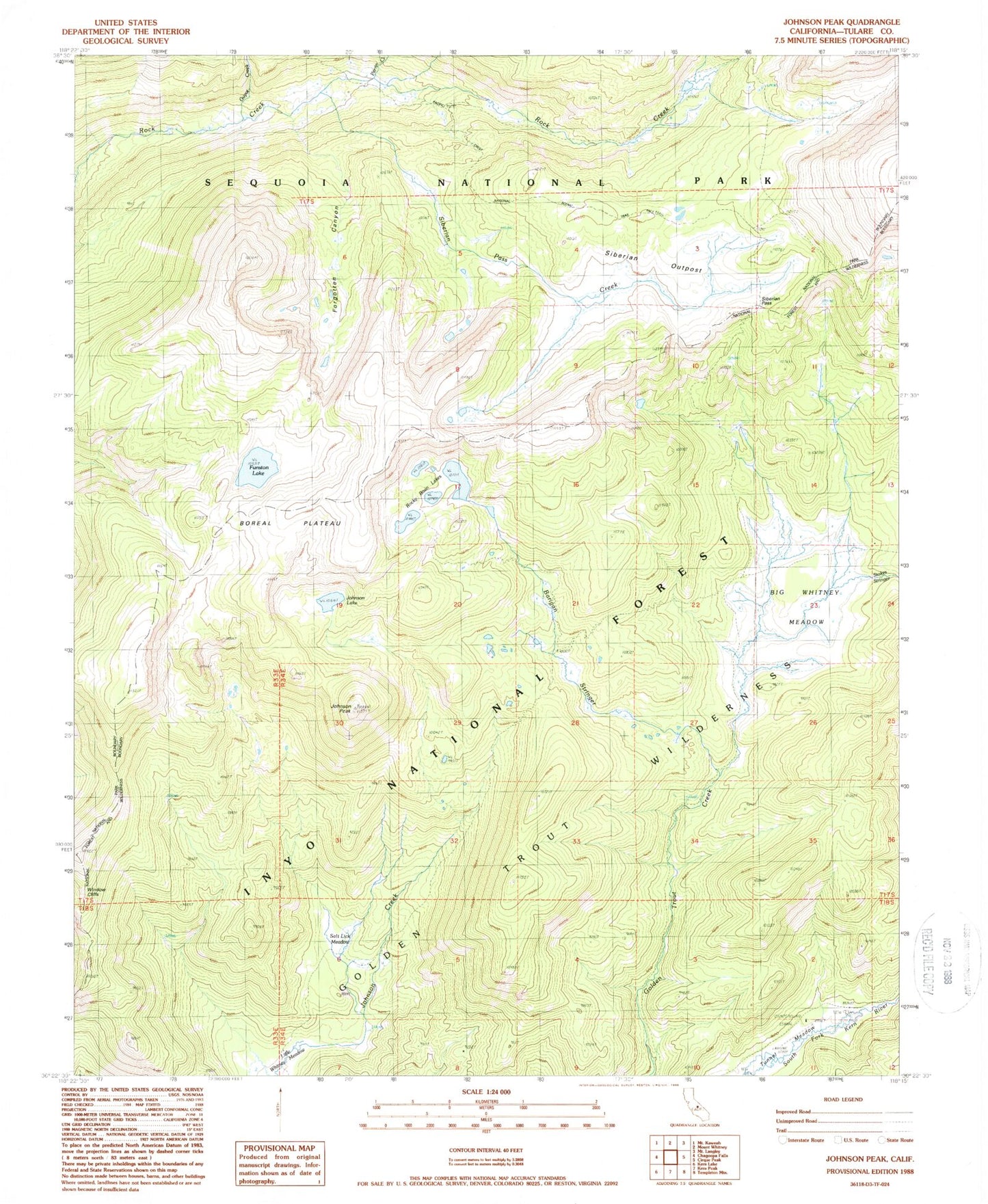 USGS Classic Johnson Peak California 7.5'x7.5' Topo Map Image