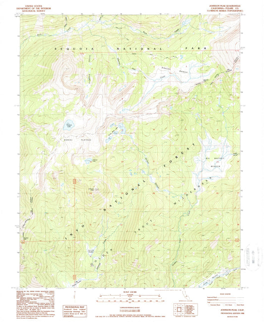 USGS Classic Johnson Peak California 7.5'x7.5' Topo Map Image