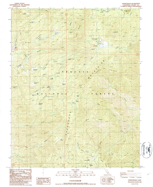 Classic USGS Johnsondale California 7.5'x7.5' Topo Map Image