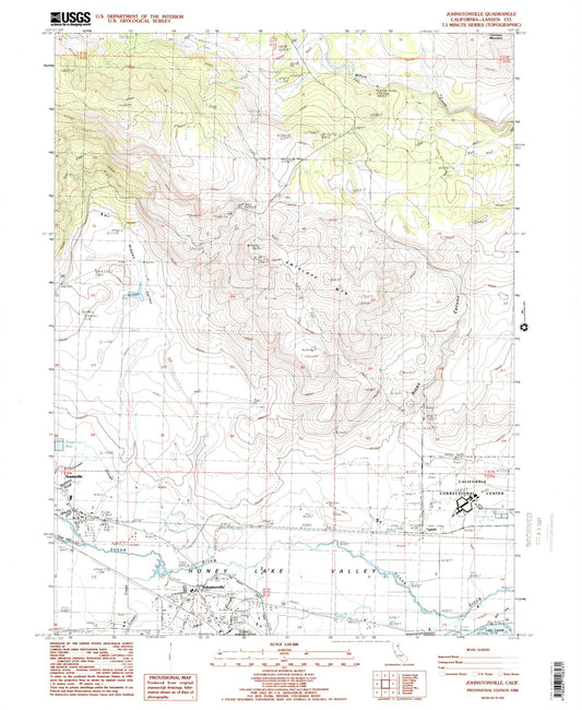 Classic USGS Johnstonville California 7.5'x7.5' Topo Map Image