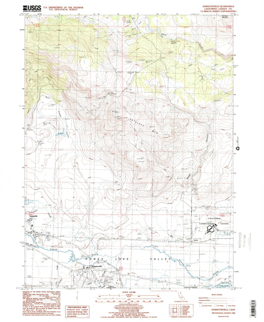 Classic USGS Johnstonville California 7.5'x7.5' Topo Map Image