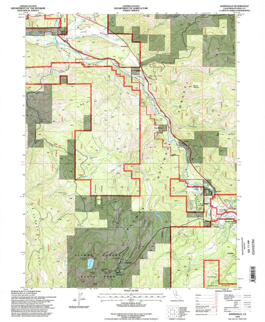 Classic USGS Johnsville California 7.5'x7.5' Topo Map Image