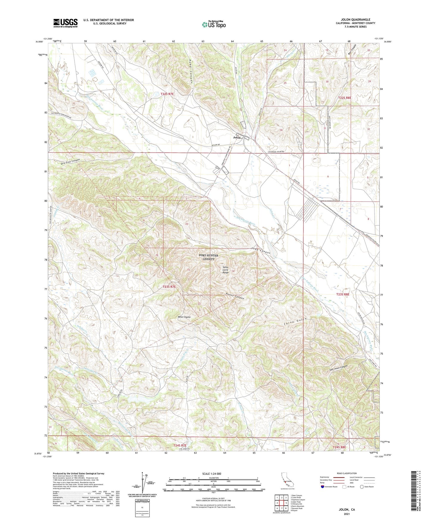 Jolon California US Topo Map Image