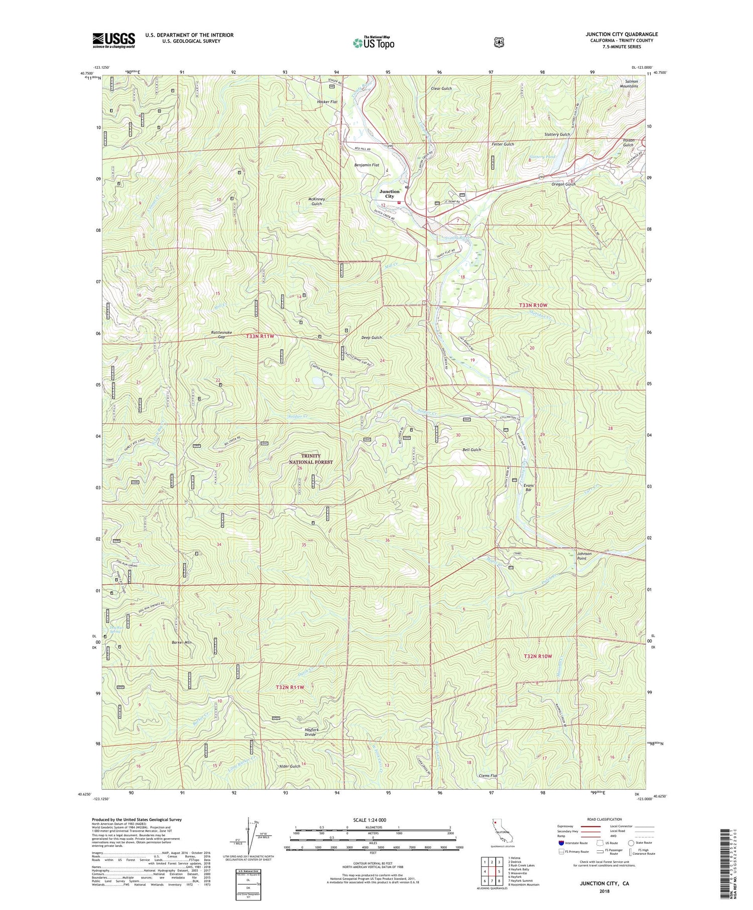 Junction City California US Topo Map Image