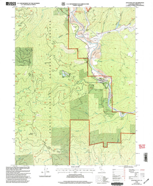 Classic USGS Junction City California 7.5'x7.5' Topo Map Image
