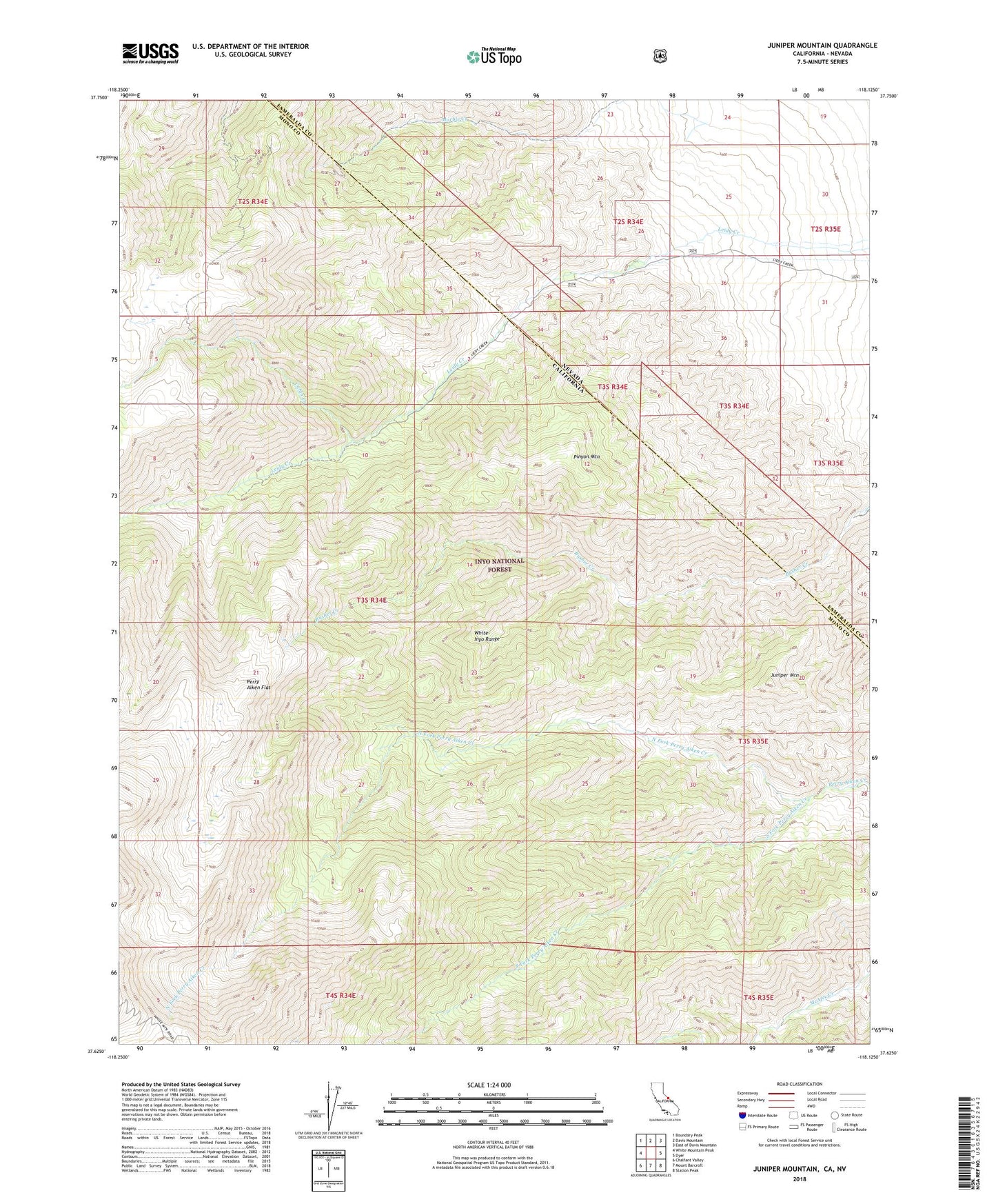Juniper Mountain California US Topo Map Image