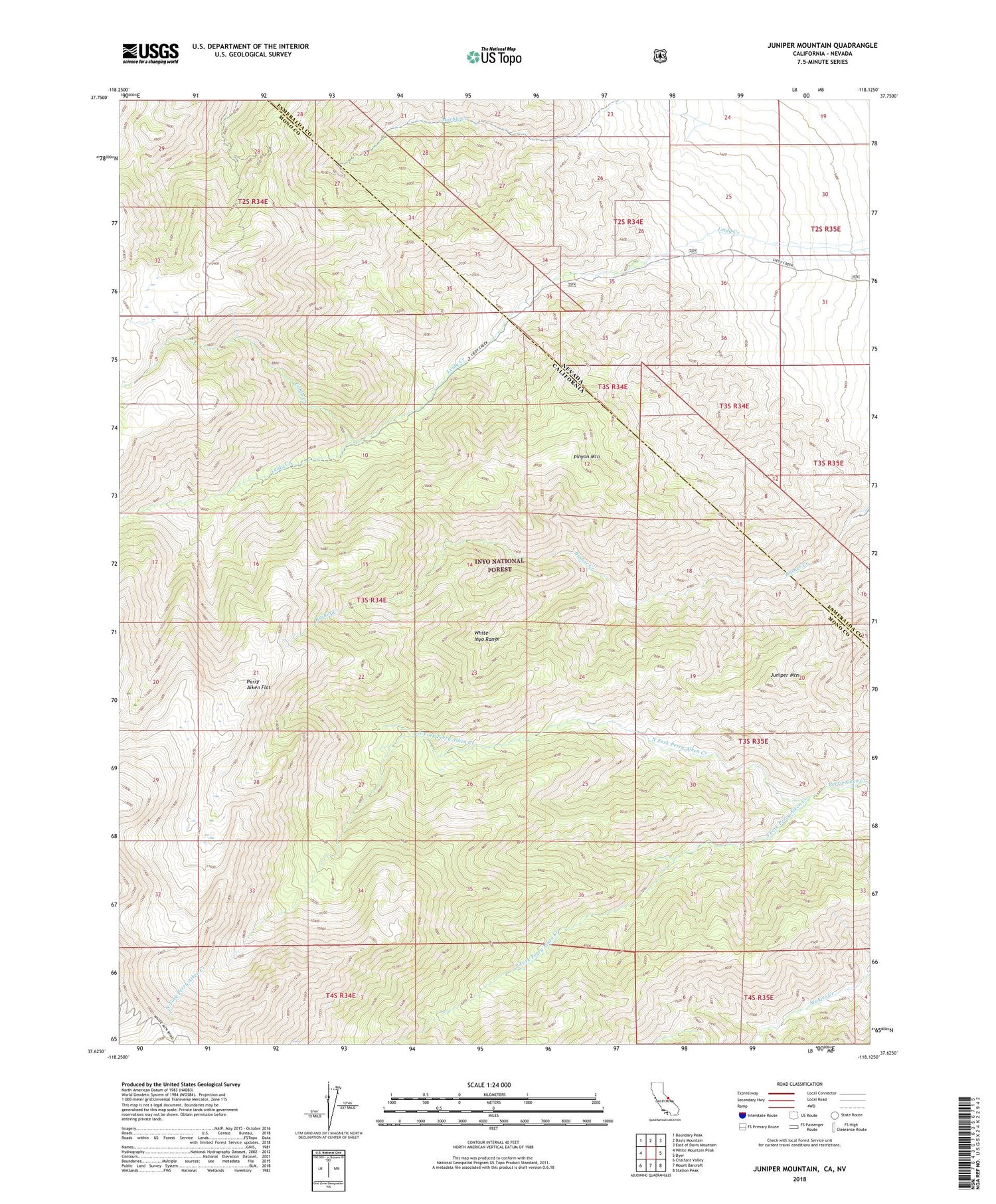 Juniper Mountain California US Topo Map Image