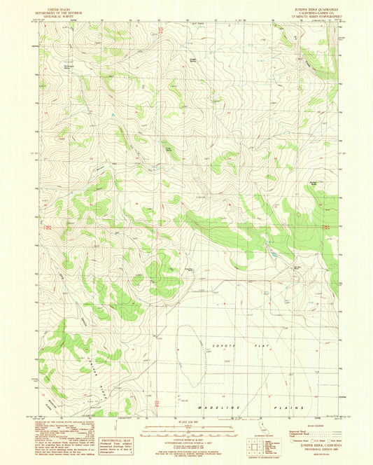 Classic USGS Juniper Ridge California 7.5'x7.5' Topo Map Image