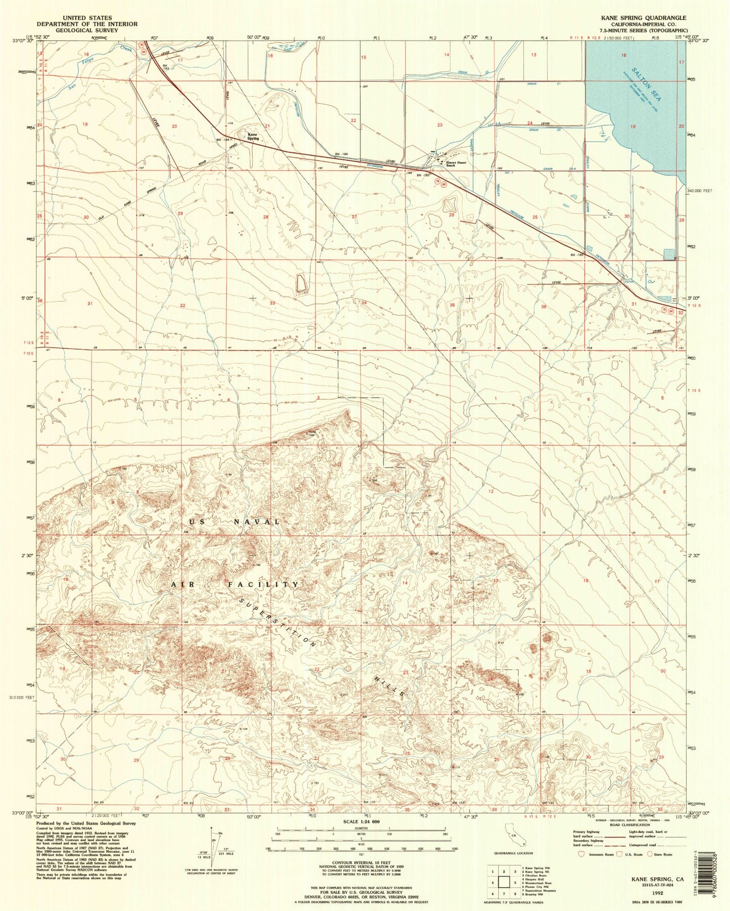 Classic USGS Kane Spring California 7.5'x7.5' Topo Map Image