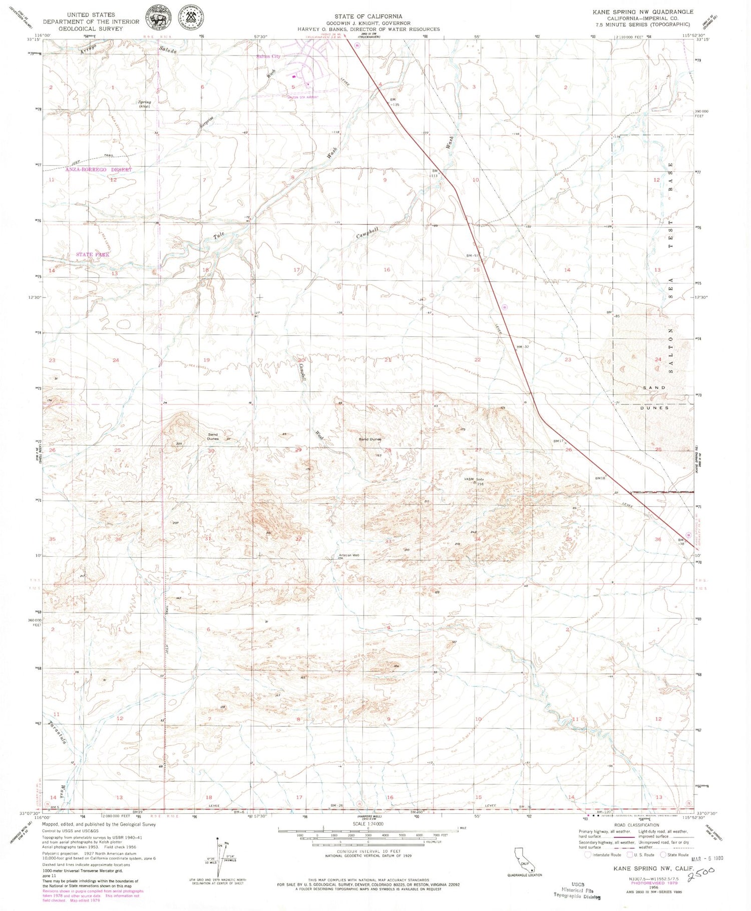 Classic USGS Kane Spring NW California 7.5'x7.5' Topo Map Image