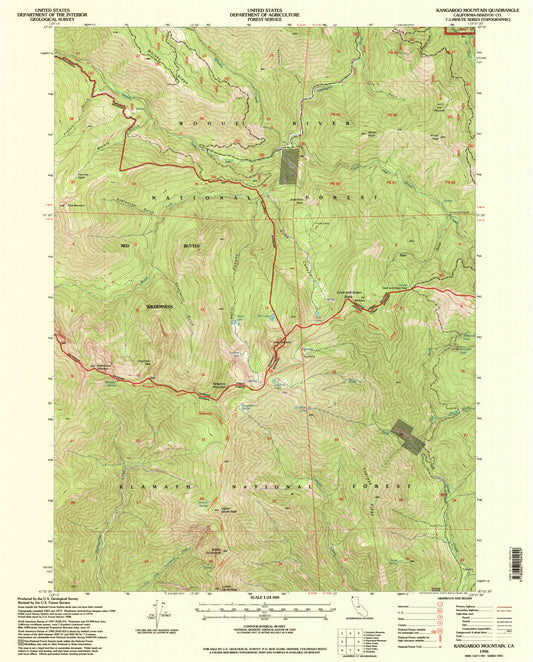 Classic USGS Kangaroo Mountain California 7.5'x7.5' Topo Map Image