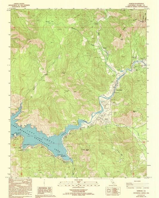 Classic USGS Kaweah California 7.5'x7.5' Topo Map Image