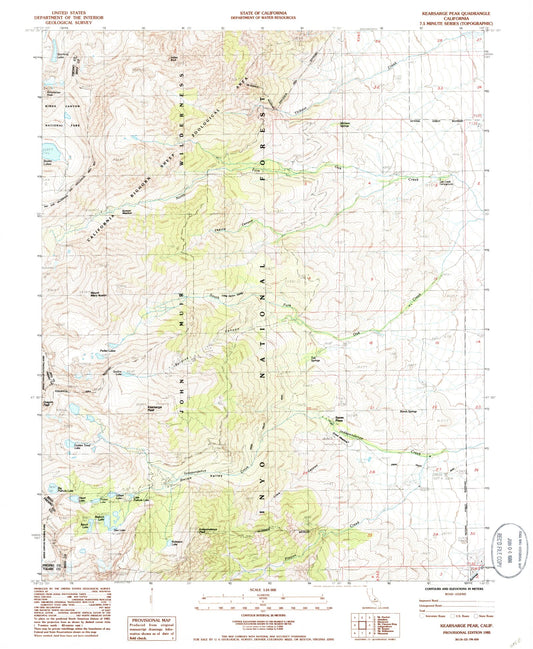 USGS Classic Kearsarge Peak California 7.5'x7.5' Topo Map Image