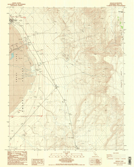 Classic USGS Keeler California 7.5'x7.5' Topo Map Image