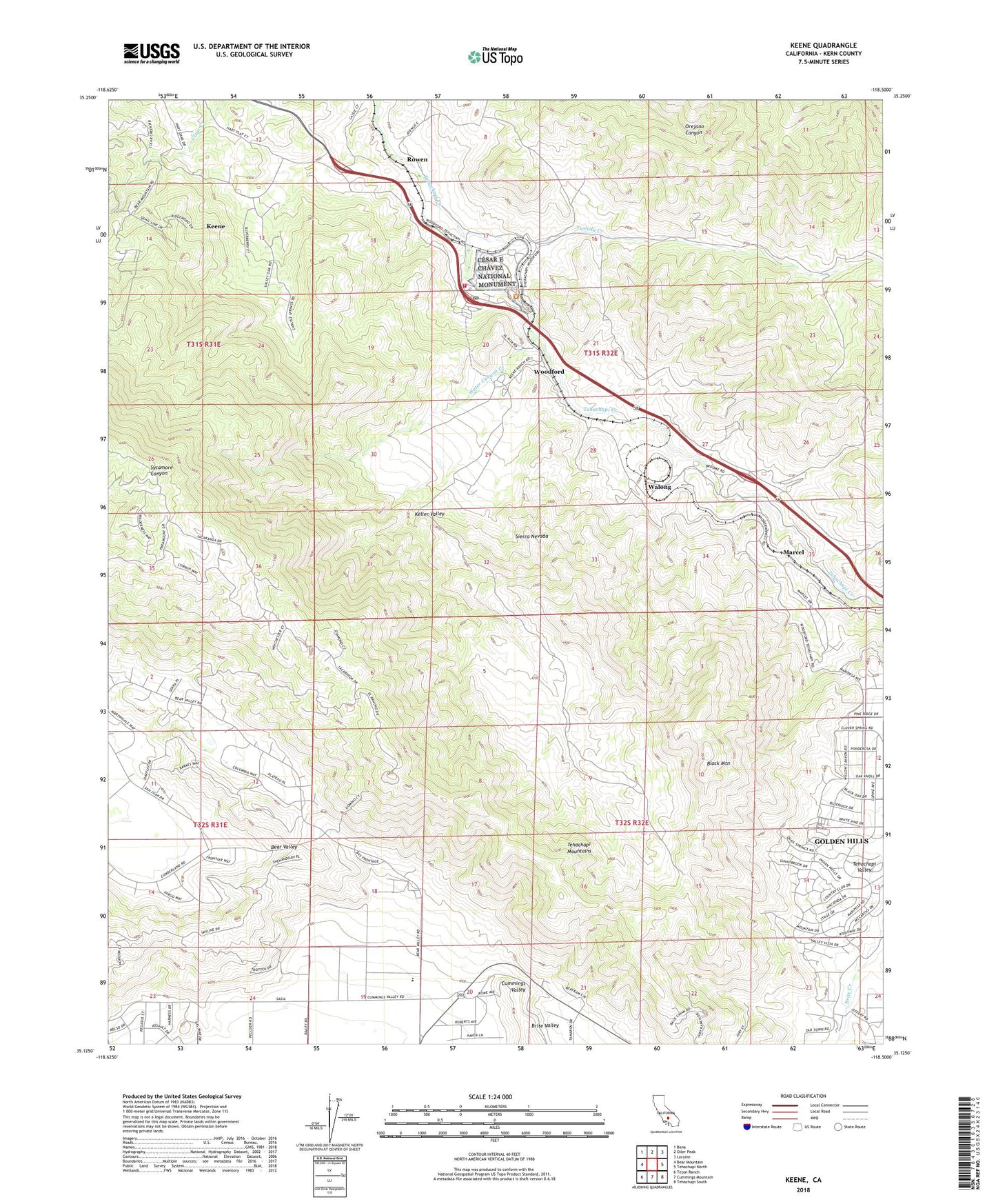 Keene California US Topo Map Image