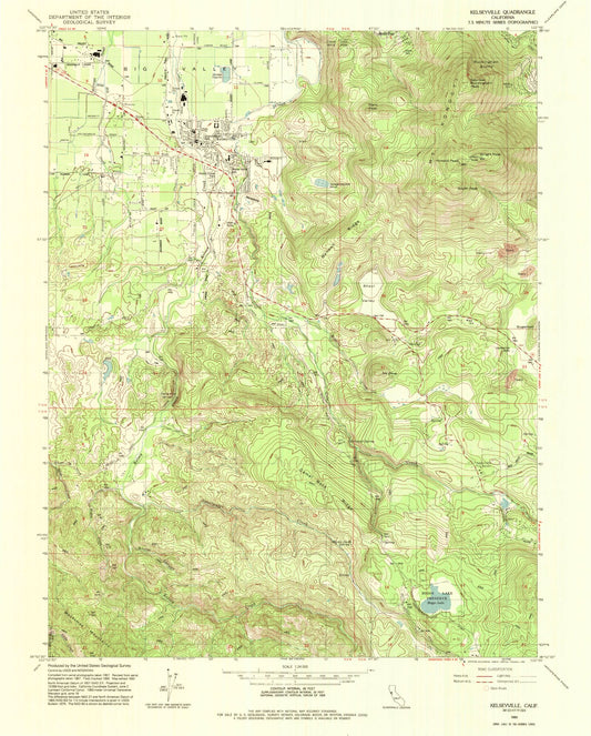 Classic USGS Kelseyville California 7.5'x7.5' Topo Map Image