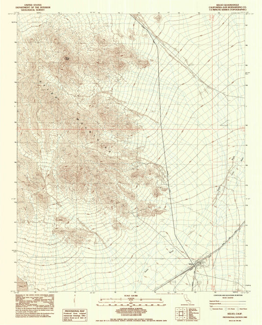 Classic USGS Kelso California 7.5'x7.5' Topo Map Image