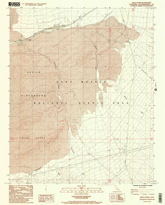Classic USGS Kelso Dunes California 7.5'x7.5' Topo Map Image