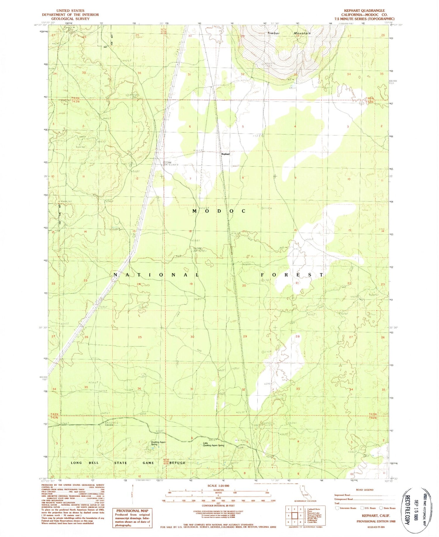 Classic USGS Kephart California 7.5'x7.5' Topo Map Image