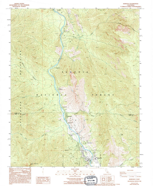 Classic USGS Kernville California 7.5'x7.5' Topo Map Image
