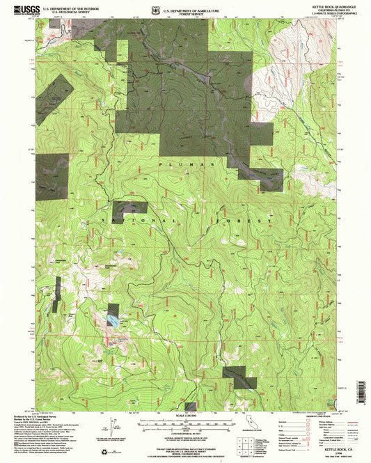 Classic USGS Kettle Rock California 7.5'x7.5' Topo Map Image