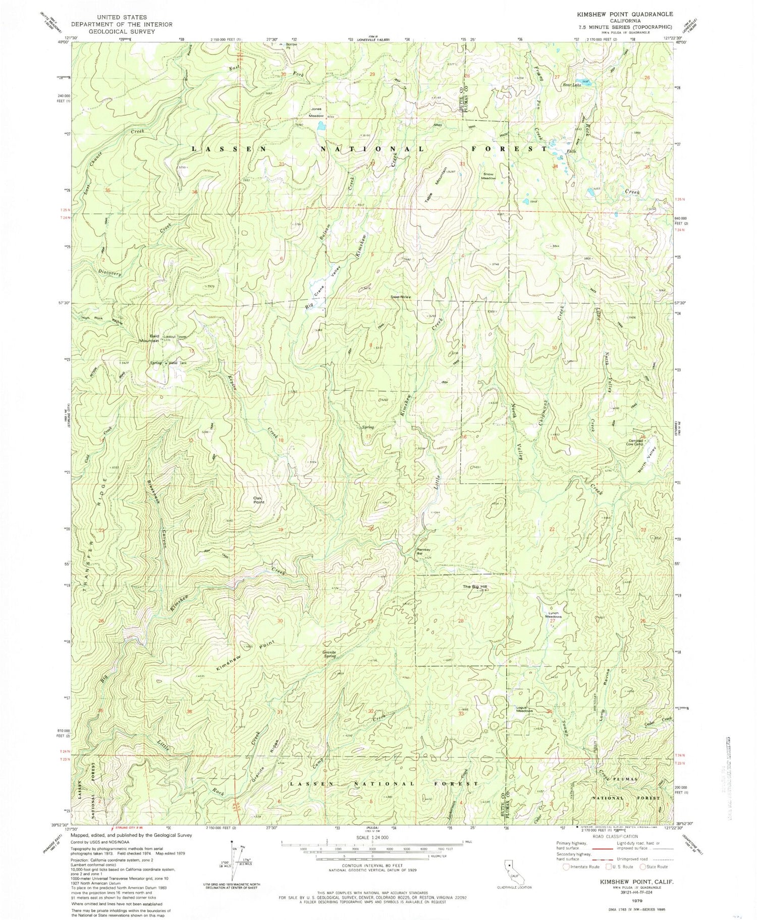 Classic USGS Kimshew Point California 7.5'x7.5' Topo Map Image
