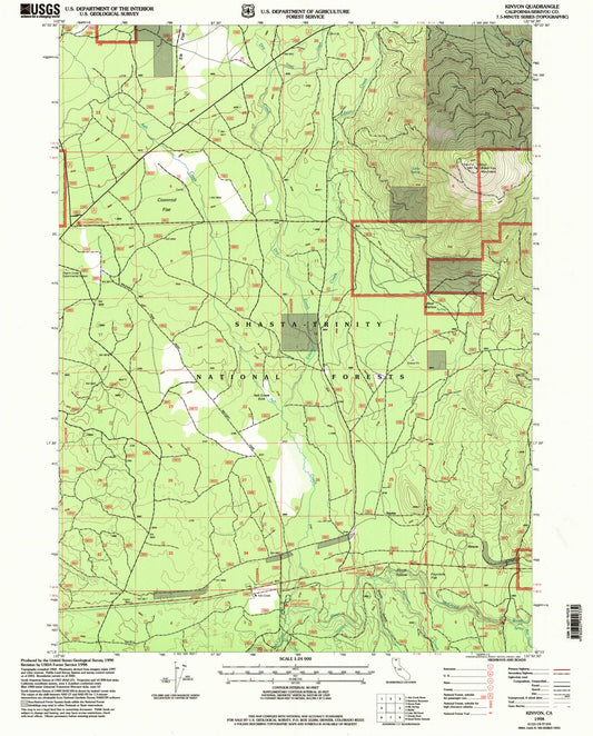 Classic USGS Kinyon California 7.5'x7.5' Topo Map Image