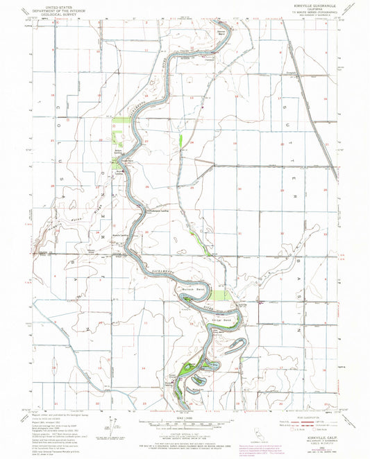 Classic USGS Kirkville California 7.5'x7.5' Topo Map Image