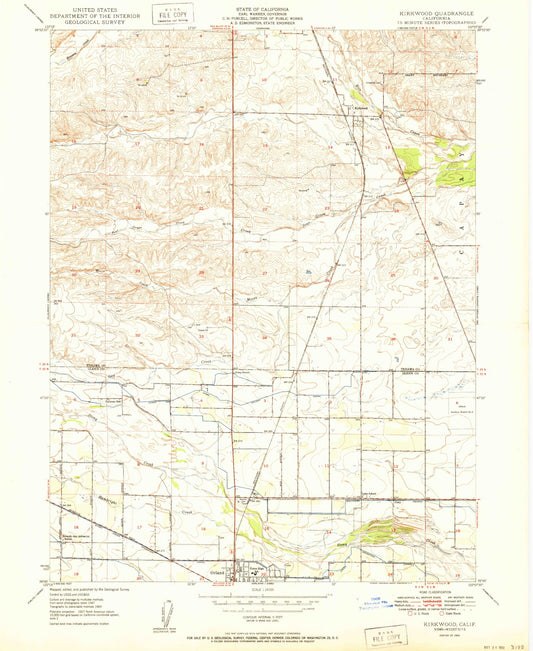 Classic USGS Kirkwood California 7.5'x7.5' Topo Map Image