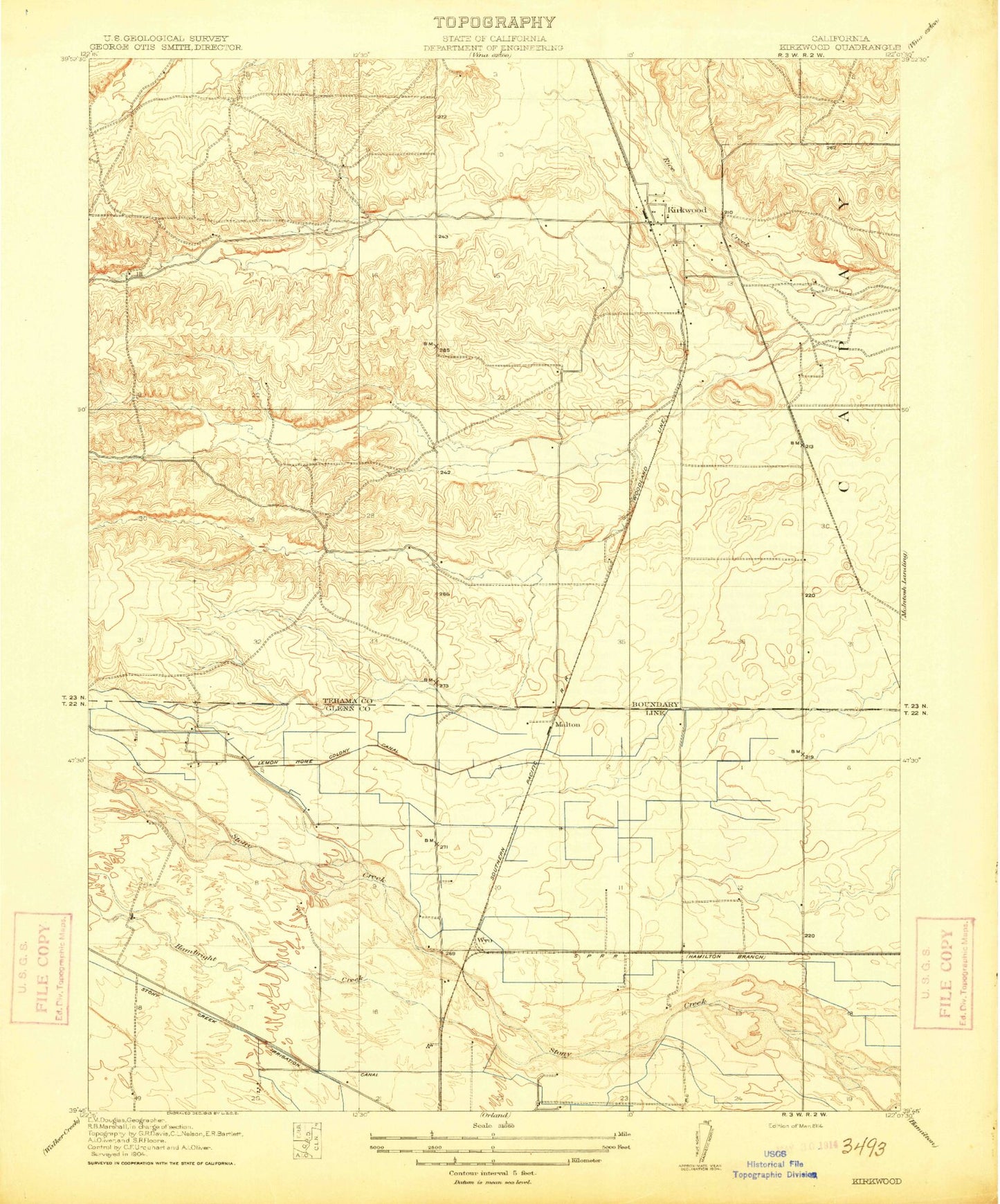 Classic USGS Kirkwood California 7.5'x7.5' Topo Map Image