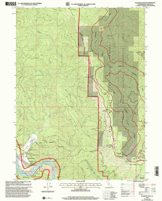 Classic USGS Klamath Glen California 7.5'x7.5' Topo Map Image