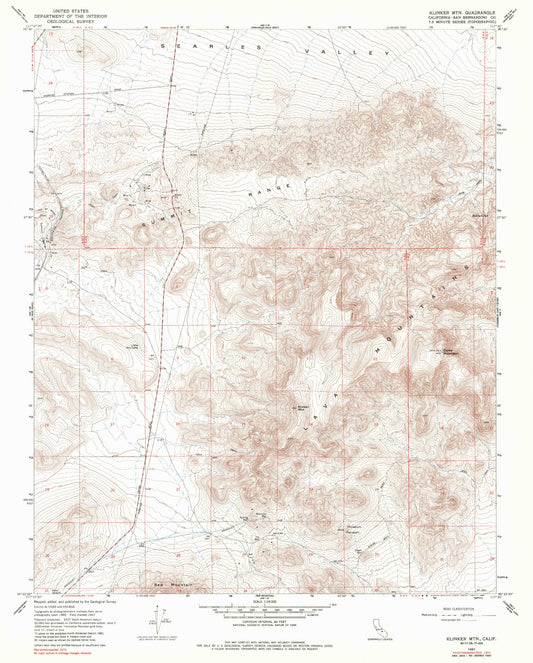 Classic USGS Klinker Mountain California 7.5'x7.5' Topo Map Image